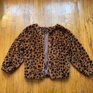 Faux Fur leopard print bomber